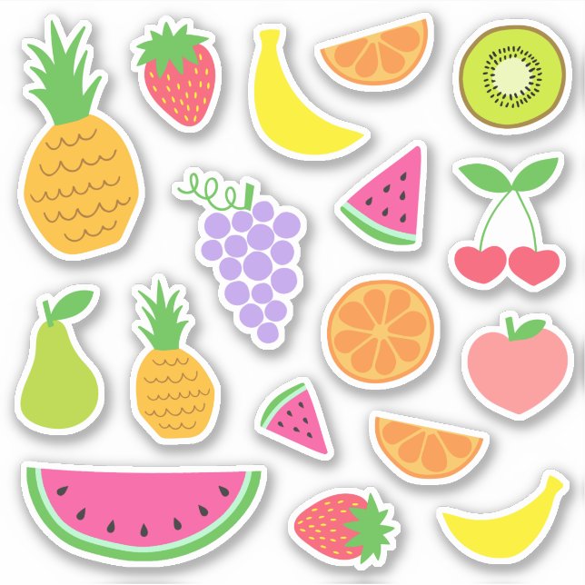 Niedliche Fruchtkleber - ZWEI Frutti Geburtstag Aufkleber (Vorderseite)