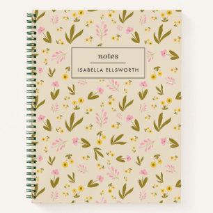 Niedliche Frühlingsblumen Rosa Grüner Individuel Notizbuch