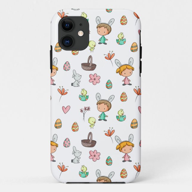 Niedliche Frühlingsdekoration Kinder und Tiere Case-Mate iPhone Hülle (Rückseite)