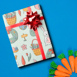 Niedliche Frühlingskulisse Osterkugeln Muster Kind Geschenkpapier