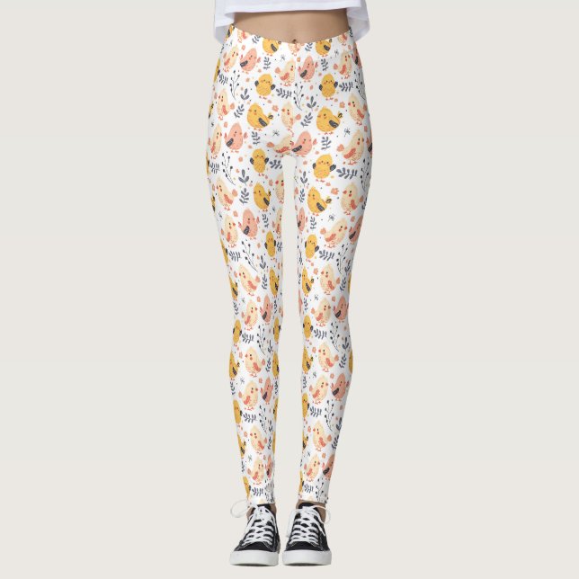 Niedliche Frühlingsstämme und Blumenmuster Leggings (Vorderseite)