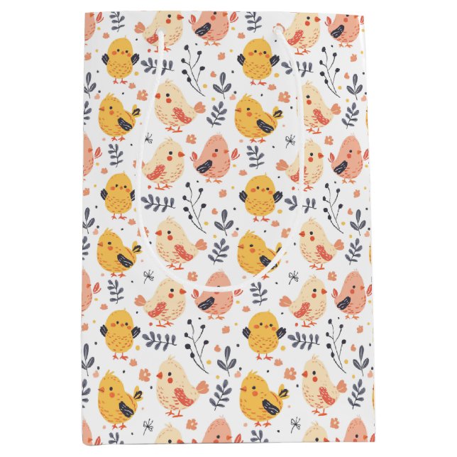 Niedliche Frühlingsstämme und Blumenmuster Mittlere Geschenktüte (Vorderseite)