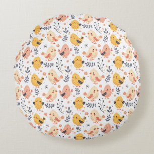 Niedliche Frühlingsstämme und Blumenmuster Rundes Kissen