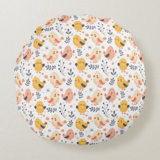 Niedliche Frühlingsstämme und Blumenmuster Rundes Kissen