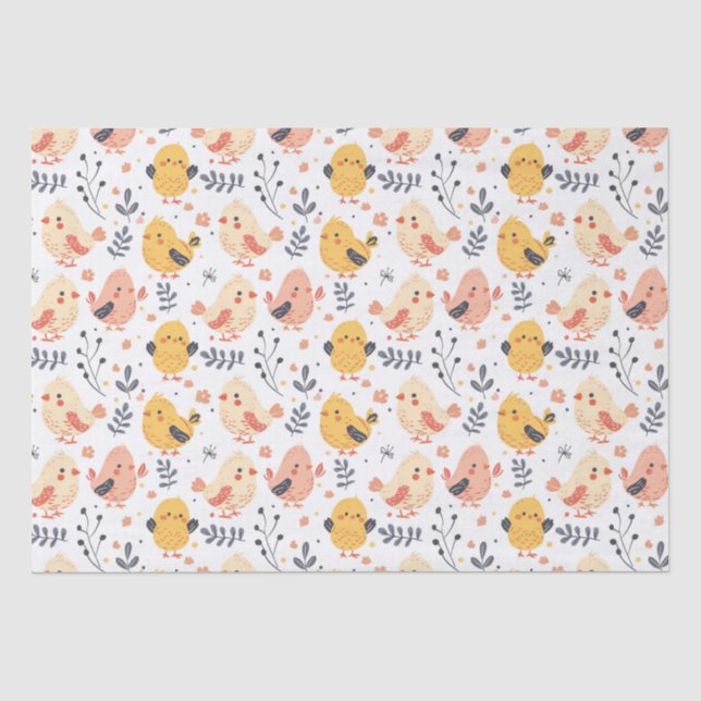 Niedliche Frühlingsstämme und Blumenmuster Seidenpapier (Vorderseite)
