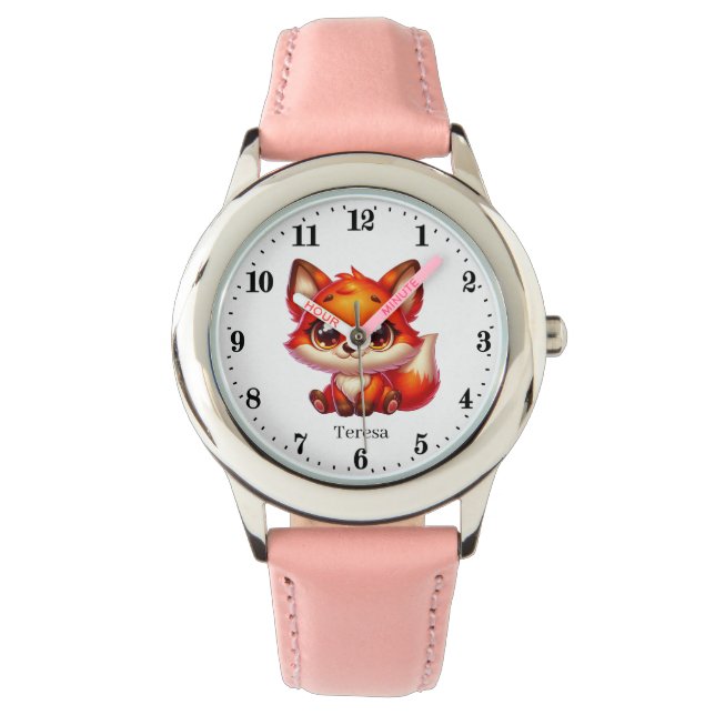 Niedliche Fuchs-Admin-Mädchen beobachten Armbanduhr (Vorderseite)
