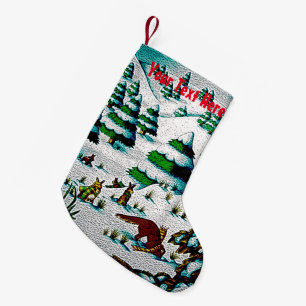 niedliche Fuchs- und Kaninchenschneeszene Kleiner Weihnachtsstrumpf