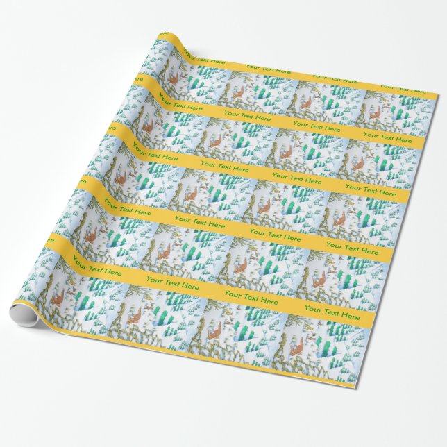 niedliche Fuchs- und Kaninchenwinterszene Geschenkpapier (Ungerollt)