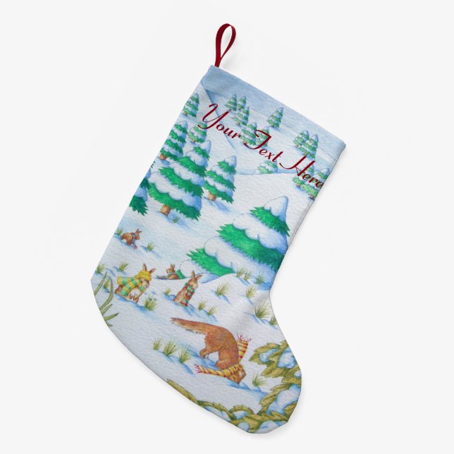 niedliche Fuchs- und Kleiner Weihnachtsstrumpf (Vorderansicht (hängend))