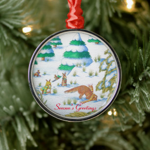 niedliche Fuchs- und Silbernes Ornament