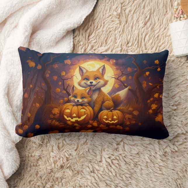 Niedliche Füchse feiern glückliches Halloween Lendenkissen (Decke)