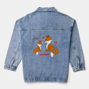 Niedliche Füchse mit Herz, handgezeichnet Jeansjacke