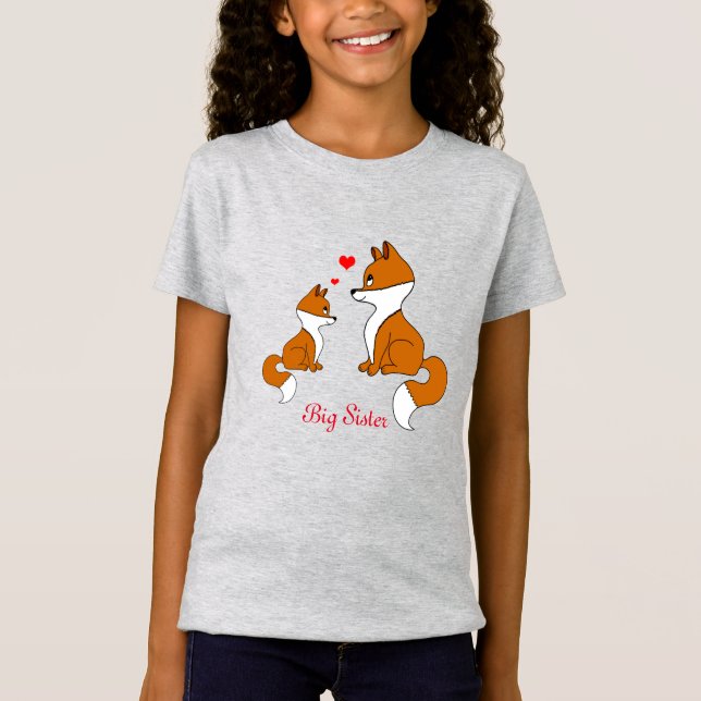Niedliche Füchse mit Herz, handgezeichnet T-Shirt (Vorderseite)