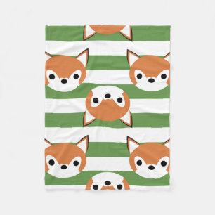 Niedliche Füchse u. grüne Streifen Fleecedecke