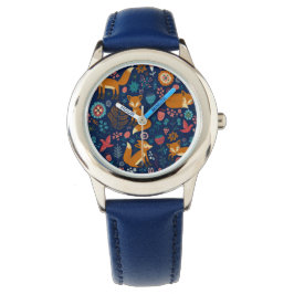 Niedliche Füchse und Blume - Illustration Armbanduhr