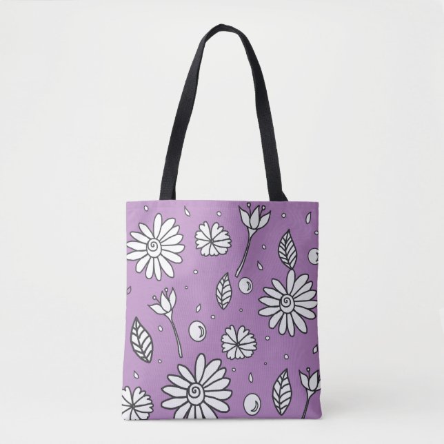 Niedliche Fun Blume Sommer Tasche im Lavendel (Vorderseite)
