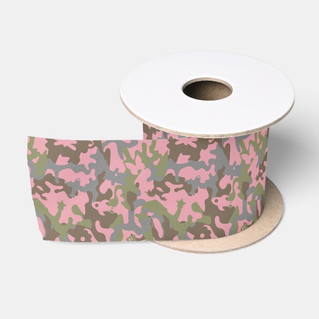 Niedliche Fun-Camouflage - Holz rosa Satinband (Spule)