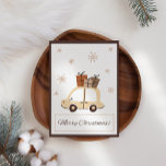 Niedliche Fun Car Snowy Weihnachtskarte<br><div class="desc">Weihnachtskarte für niedliche Autos. Fügen Sie Ihre eigene Nachricht auf die Rückseite.</div>