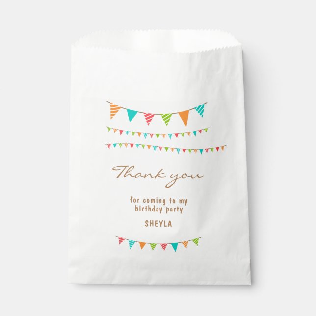 Niedliche Fun farbenfrohe Jagdflagge Danke, Geburt Geschenktütchen (Vorderseite)