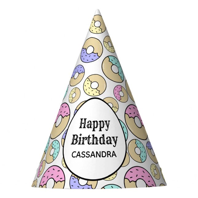 Niedliche Fun Farbenfrohe Sprinkle Donut Muster Partyhütchen (Vorderseite)