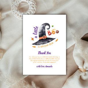 Niedliche Fun Little Boo Witch Hat Fall Baby Dusch Dankeskarte