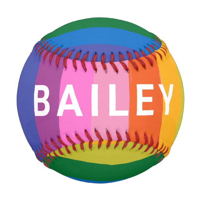 Niedliche Fun Rainbow Stripes Personalisiert Baseball (Vorderseite)