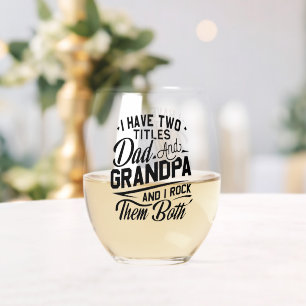 Niedliche Fun Retro Typografie Vater Opa Geschenk Weinglas Ohne Stiel