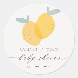 Niedliche Fun Yellow Lemon Fruity Citrus Baby Dusc Runder Aufkleber