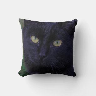 Niedliche Funky Black Cat Kitten Yellow Eyes Kissen