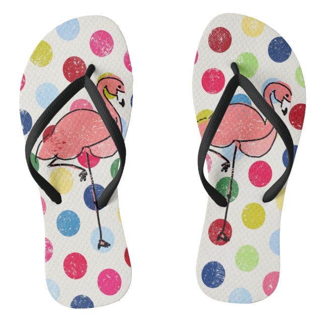 Niedliche Funky Flamingo-bunte Polka-Punkte Flip Flops (Fußbett)