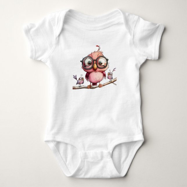 Niedliche Funny Birds Baby Strampler (Vorderseite)