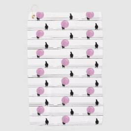 Niedliche Funny Bubblegum Birds auf einem Drahtmus Golfhandtuch