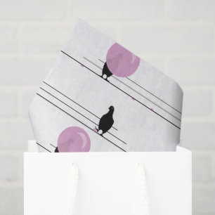 Niedliche Funny Bubblegum Birds auf einem Drahtmus Seidenpapier