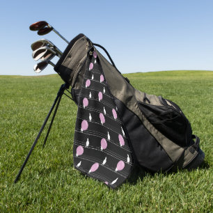 Niedliche Funny Bubblegum Birds auf einem Drahtsei Golfhandtuch
