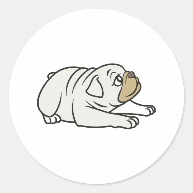 Niedliche Funny Bulldog Runder Aufkleber (Vorderseite)
