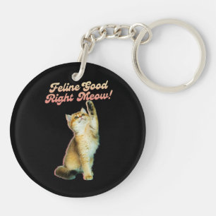Niedliche Funny Cat Typografie mit Playful Kitten Schlüsselanhänger