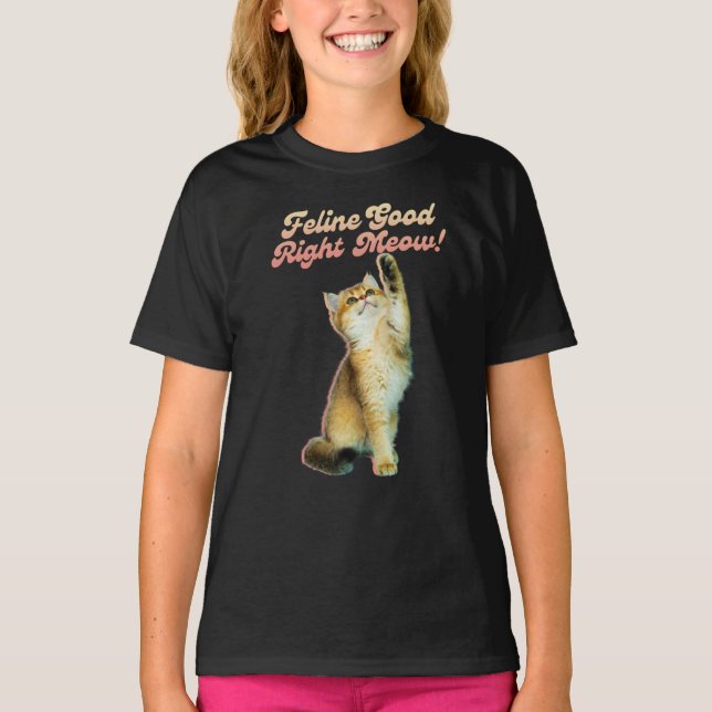 Niedliche Funny Cat Typografie mit Playful Kitten T-Shirt (Vorderseite)