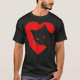 Niedliche Funny Cat Valentines Herzgrafik T-Shirt