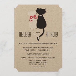 Niedliche Funny Cats Couple Hochzeitseinladung Einladung
