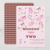 Niedliche Funny Cows Rosa Cartoon Zweites Geburtst