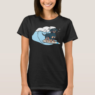 Niedliche Funny Dackel Dackel Hunde Surfen Reiten T-Shirt