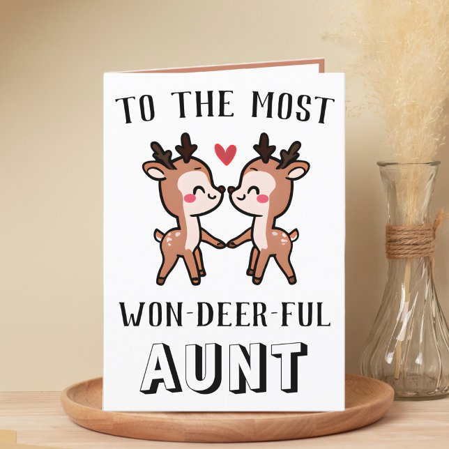 Niedliche Funny Deer Buck Wunderbare Tante Geburts Dankeskarte (cute deer birthday card for aunt)