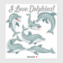 Niedliche Funny Dolphins I Liebe Delphine Aufkleber