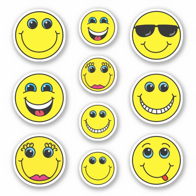 Niedliche Funny Emoji Faces Charaktere Aufkleber (Vorderseite)