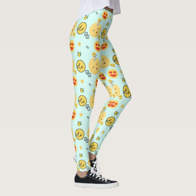 "Niedliche Funny Emoji Pattern Enjoy Faces" Leggings (Rechts)