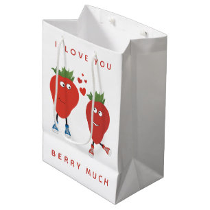 Niedliche Funny Erdbeeren in Liebe Mittlere Geschenktüte