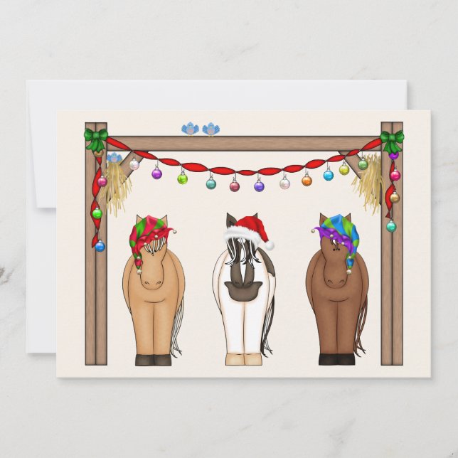 Niedliche Funny Farm Holiday Horses Weihnachten (Vorderseite)