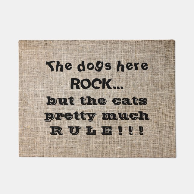 Niedliche Funny Fets Hunde Rock Cats Regel auf Bur Fußmatte (Vorderseite)