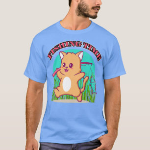 Niedliche Funny Fishing Cat  T-Shirt