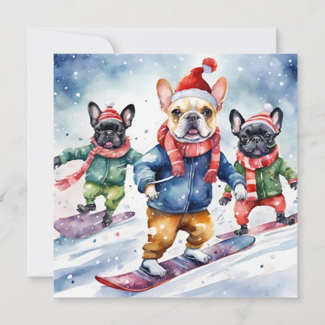 Niedliche Funny French Bulldogs Weihnachten (Vorderseite)